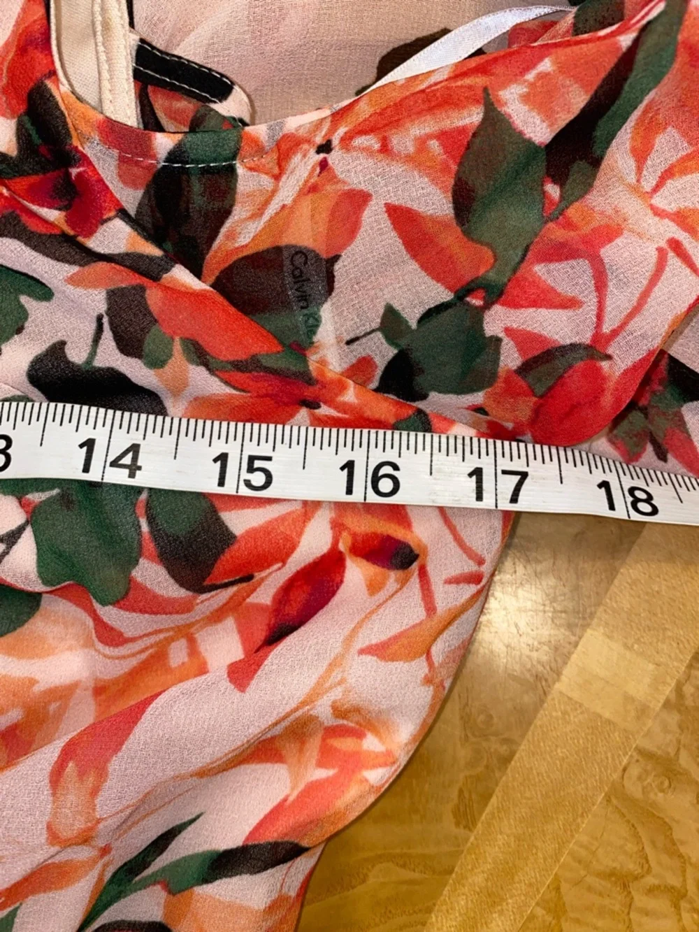 Calvin Klein Irmina Peach-Pink Floral Cold-Shoulder Belted Mini Dress Size 2 - Picture 13 of 16